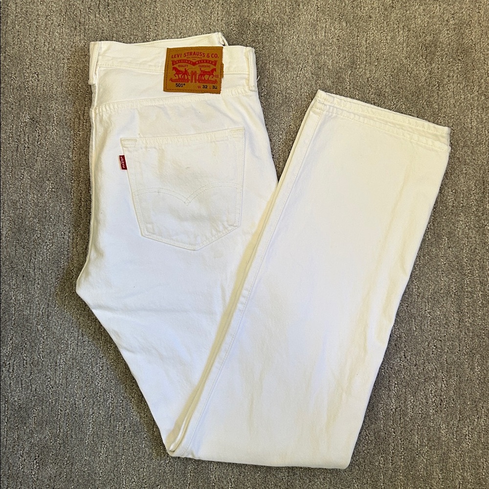 Levi's Bright White Denim Pants - Men’s 501 Style Size 32x32
